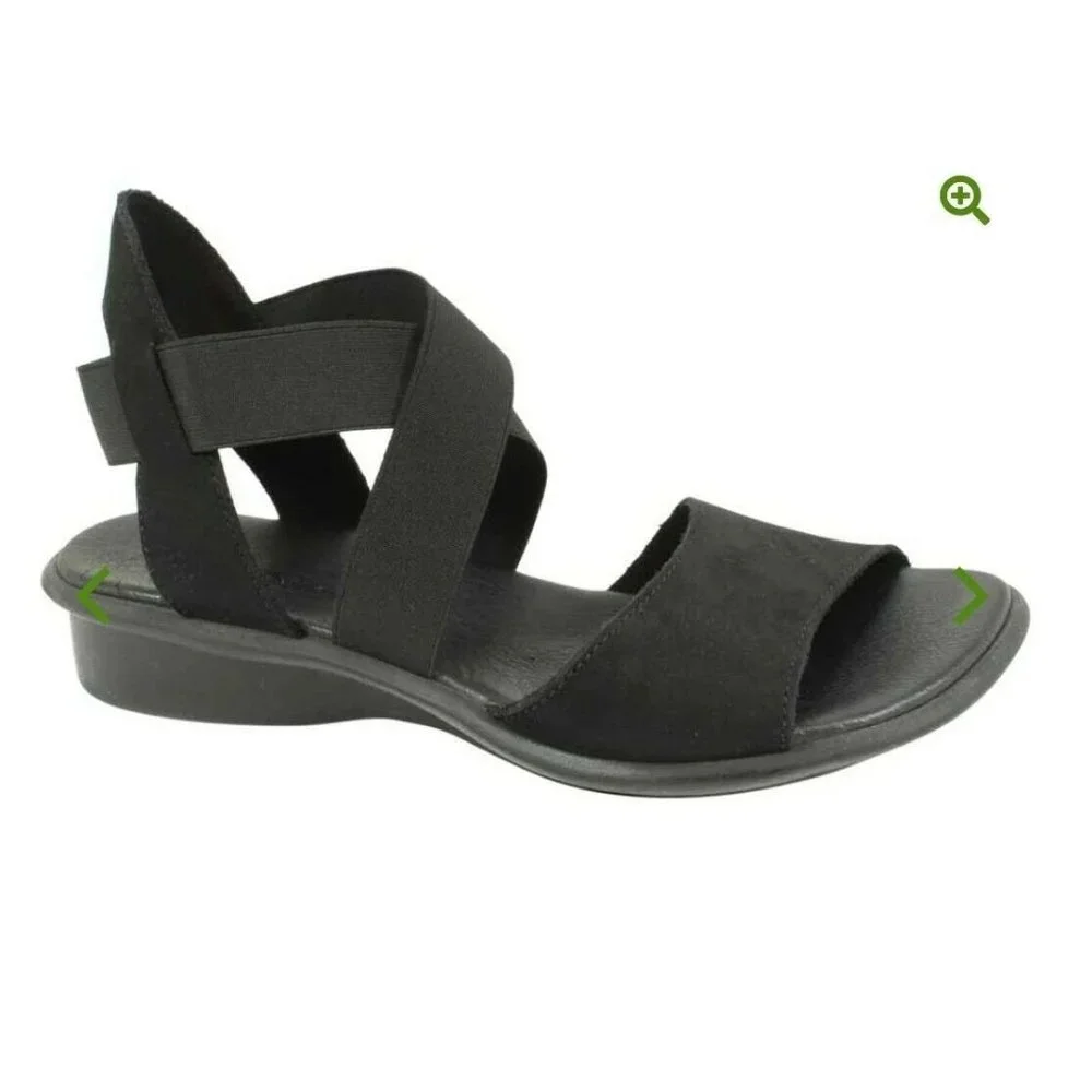 Arche Women Sandals Satia Black nubuck  low wedge Crisscross Ankle Size 9 40 new